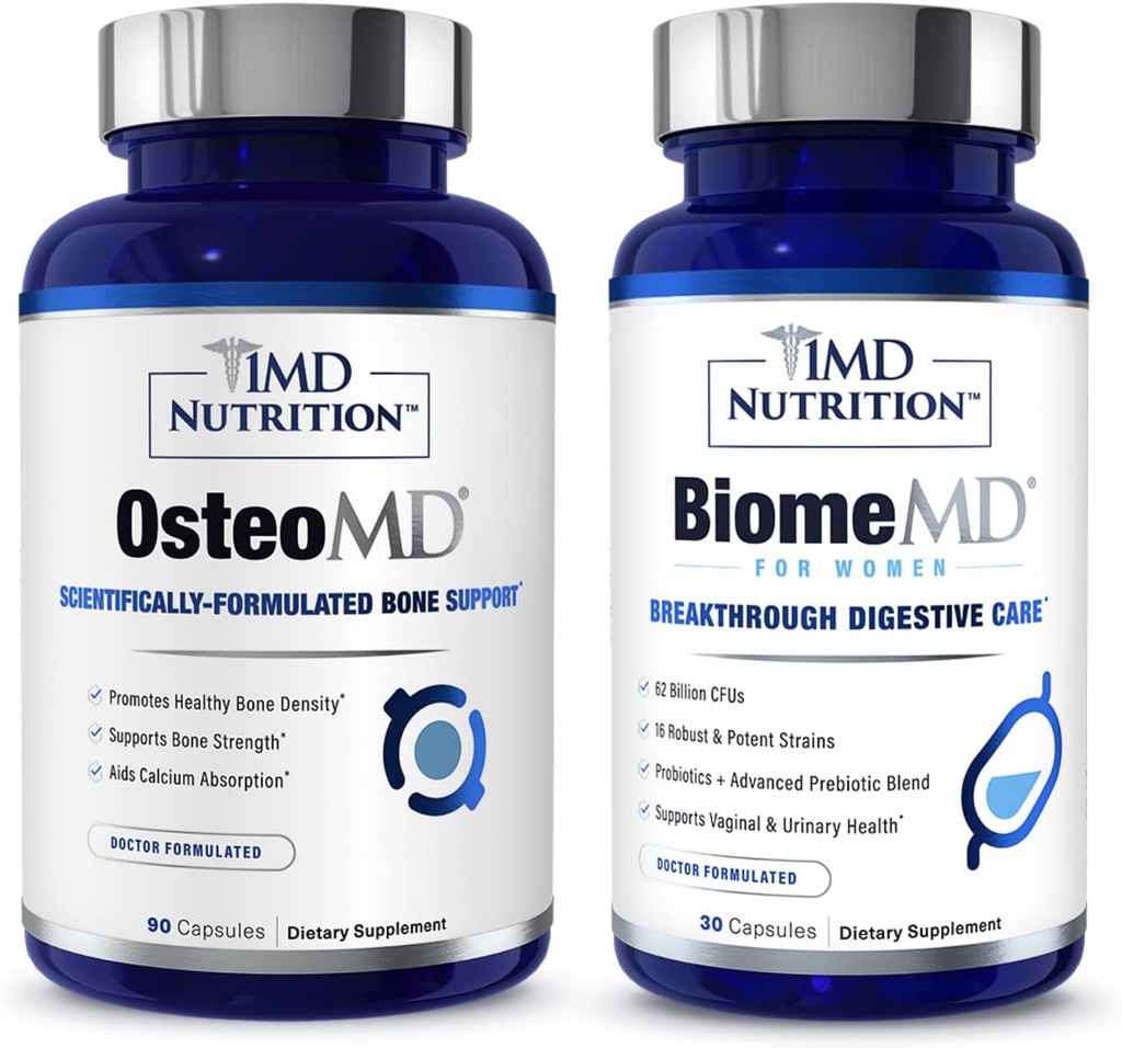 1MD Nutrition OsteoMD & BiomeMD for Women Bundle | 종합 뼈 지원 및 유린 건강