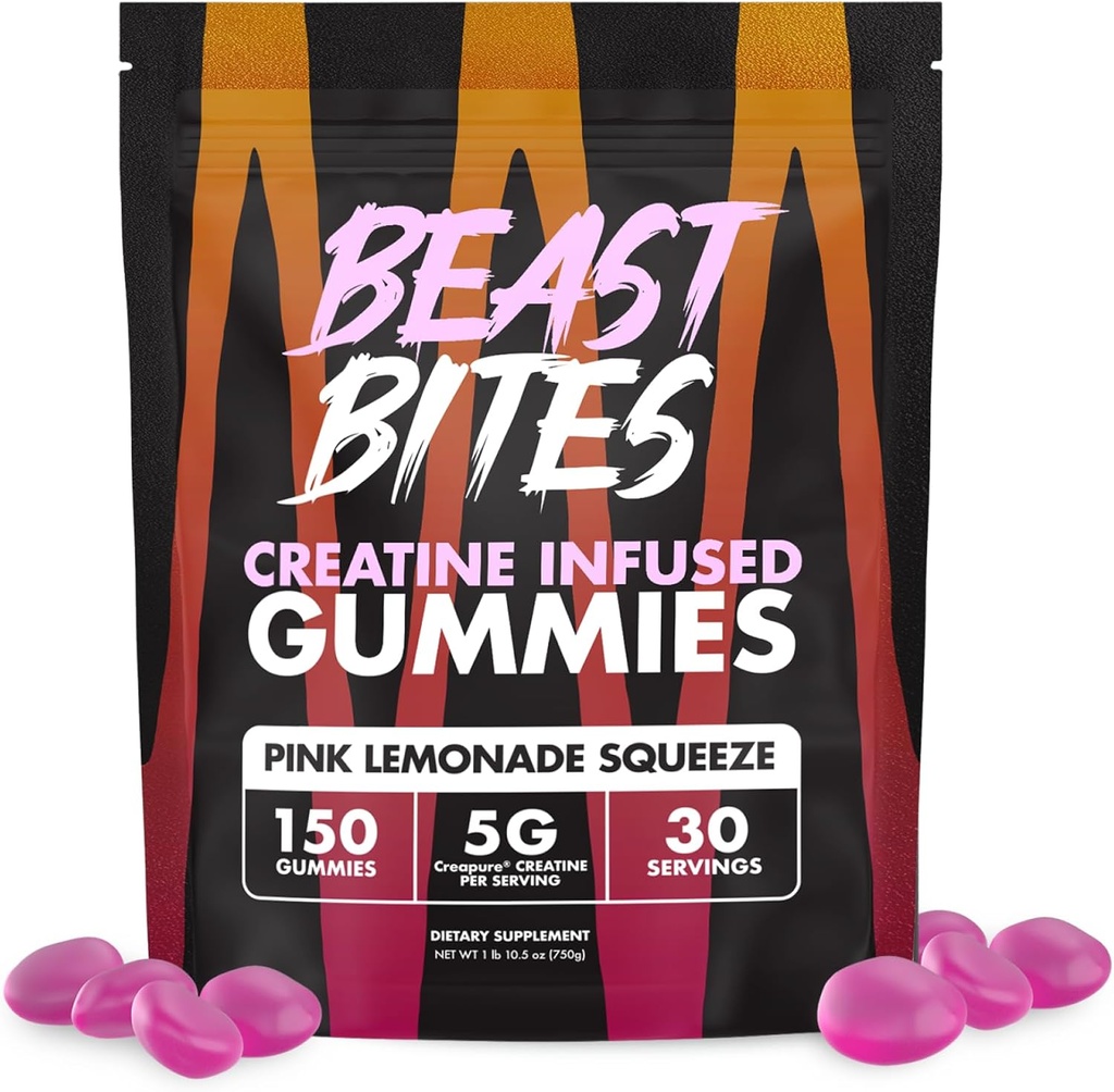 BEAST BITES - Creatine 주입 된 Gummies - 봉사 당 5g Creapure Creatine Monohydrate - 스포츠를 위해 증명되는 NSF - 30의 서빙