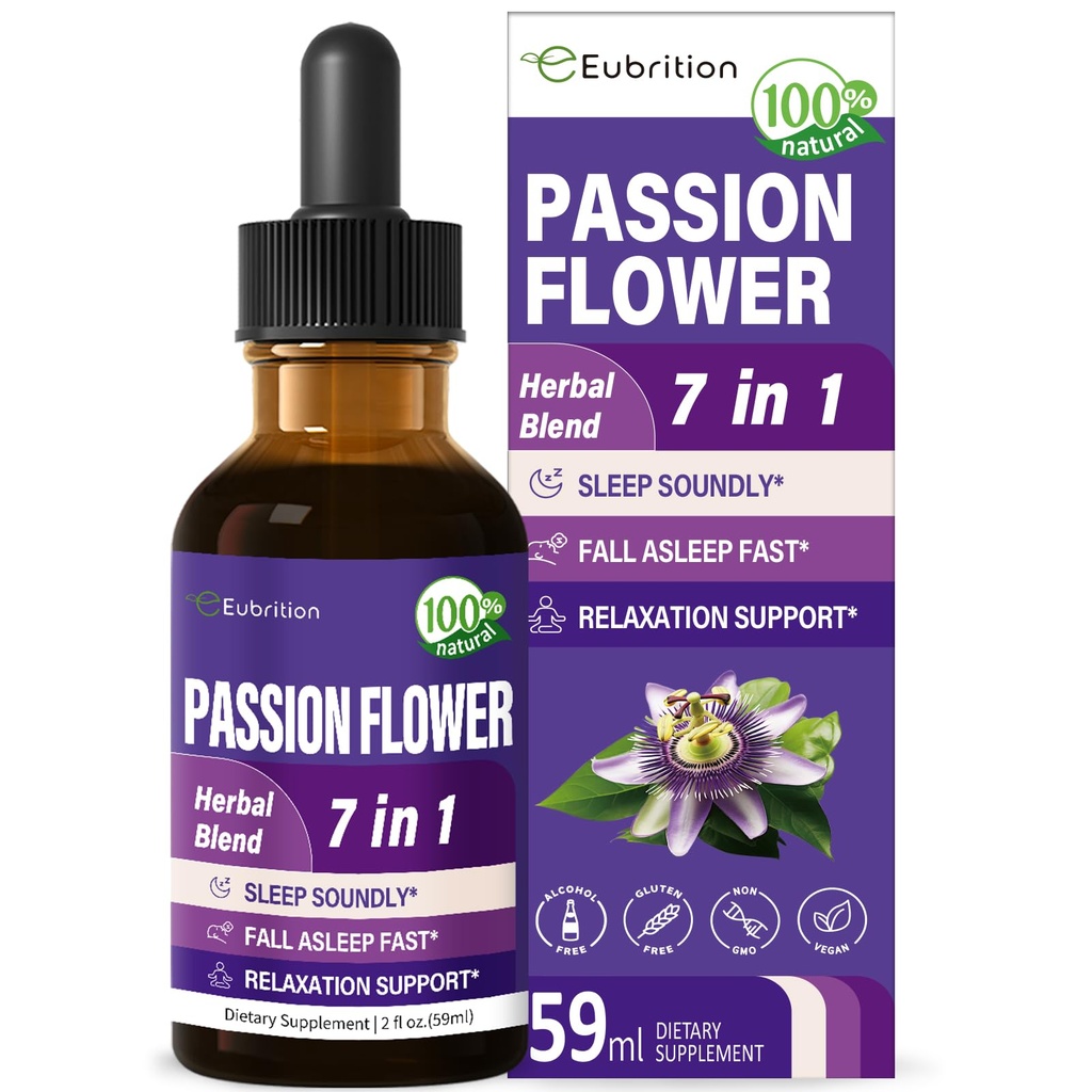 수면 지원을위한 열정 꽃 액체 드롭, Valerian Root Chamomile Extract Support Sleep Soundly & Relaxation과 자연 초본 공식. 높은 생물 분해성 보충교재.2oz