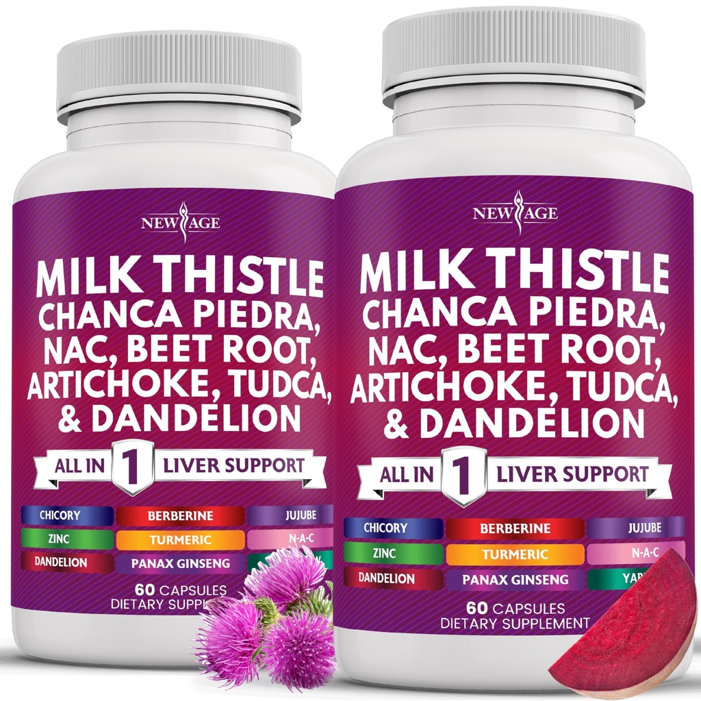 새로운 AGE 우유 이틀 NAC Chanca Piedra Beet 뿌리 Artichoke Dandelion 뿌리 Astragalus - 플러스 TUDCA & Ginger - 120 조사