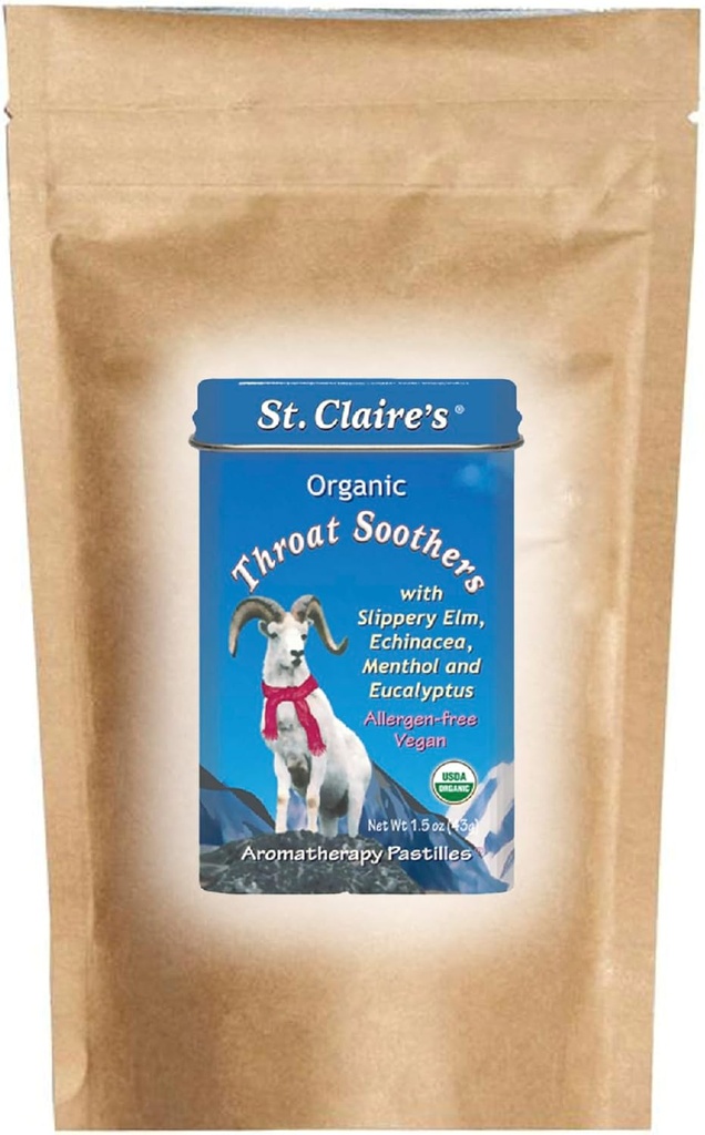 St. Claire's Organics Throat Soothers (8 Ounce Refill Bag) 글루텐 프리, 비건, GMO-Free, 플랜트 기반, 알레르기 무료 | Allergen-Free 시설 제작