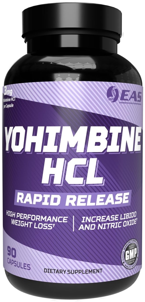 EAS Yohimbine HCL | 향상된 체중 감량 및 운동 성능 | 급속한 릴리스 기술 | 글루텐 프리, 비 GMO, 채식 친화적 인 | 90 캡슐