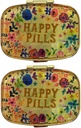 AmyZone 금속 알약 주최자 여행 친절한 휴대용 콤팩트 알약 상자 비타민/Tylenol/Fish 기름/Supplements/Meds/Tablet for Purse/Pocket(안경을 가진 행복한 알약 2 PC)를 붙드는 귀여운 알약 케이스