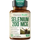 셀레늄 200 mcg 캡슐 – Thyroid, Antioxidant & Immune 지원을위한 고순도 셀레늄 보충 – 높게 Bioavailable L-Selenomethionine Essential Mineral Supplements - Vegan, 100 캡슐