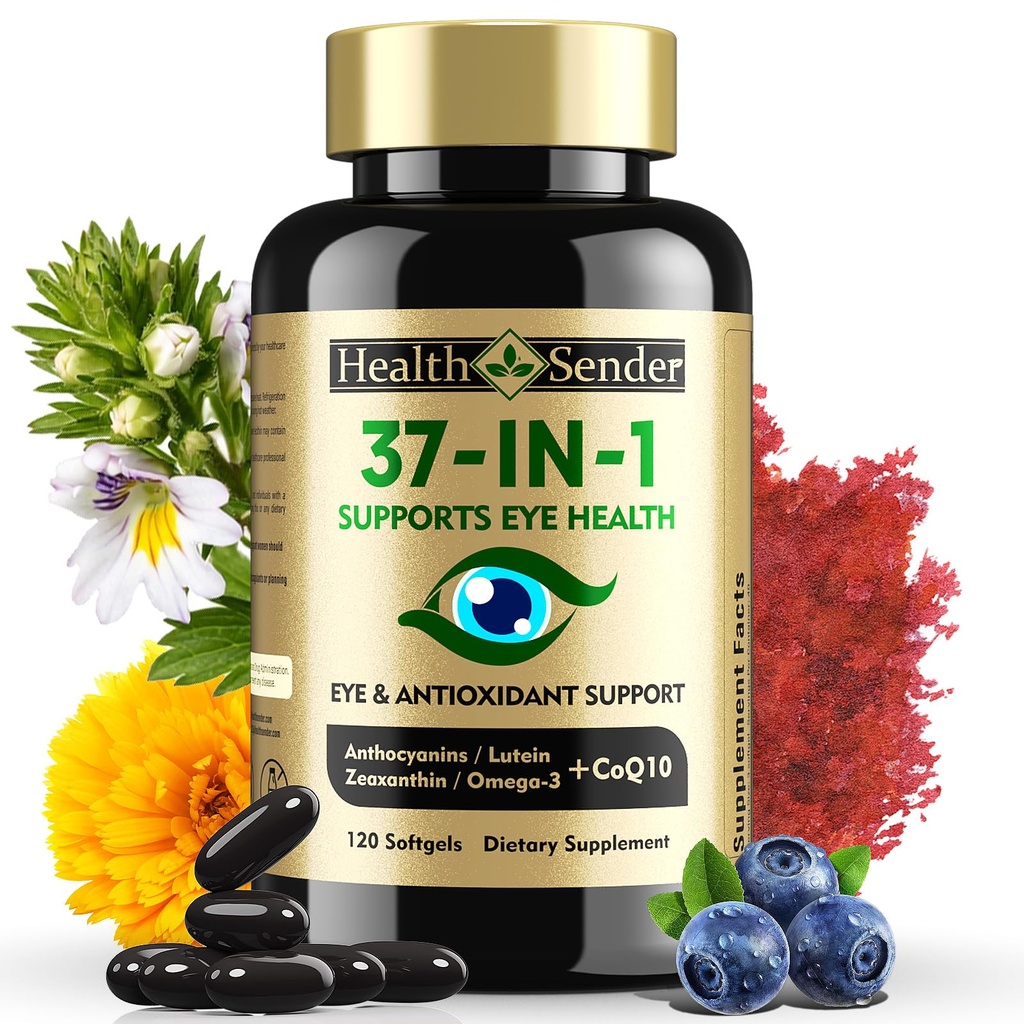 Lutein과 Zeaxanthin 보충교재를 가진 1개의 눈 비타민에서 37 – 성인과 고위, 매일 시각 보충교재, 120 까만 Softgels를 위한 CoQ10, Omega-3, 무기물 눈 건강 지원과 가진 눈 보충교재