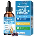 15in-1 Liposomal 비타민 B Complex Pro, B1, B2, B3 Niacinamide, Choline, B5, B6, B7 Biotin, Inositol, Folate, B12, 아연, Lutein, Zeaxanthin, Taurine & Vit를 가진 설탕 자유로운 B Complex 하락. C, 2개 fl oz