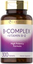 B12를 가진 Carlyle B-Complex 비타민 | 300의 정제 | 높은 효능 공식 | 채식주의 및 비 GMO 보충교재