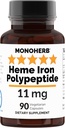 Heme 철 폴리펩티드 11 mg - 90 채식 캡슐 - 철 보충 단지