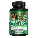 유력한 정원 유기 Superfood 녹색, 과일 및 채소는 Alfalfa, Beet 뿌리 & Tart Cherry를 가진 비타민 & 산화 방지제에서 부유한 에너지, 면제 & Gut 건강, 녹색 정제 60 Ct를 밀어줍니다