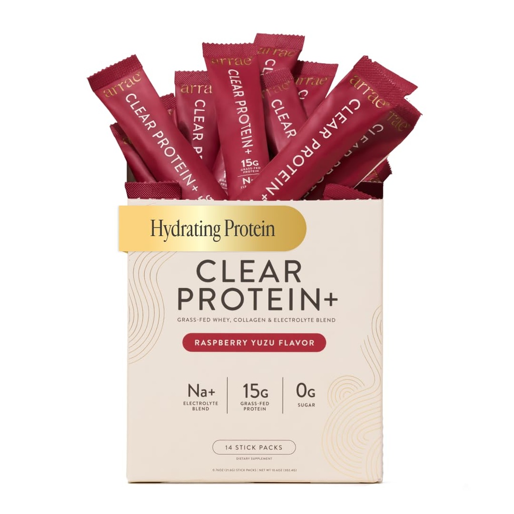Arrae Clear Protein – Natural Protein Supplement, Smooth Texture, Mix, 14 서빙, Electrolytes와 깨끗한 공식