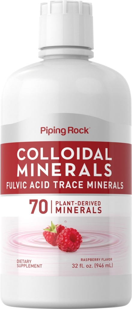 Piping Rock Colloidal Mineral Liquid | 32 fl oz | Fulvic Acid | 70 플랜트 탈리드 트러블 미네랄 | 라즈베리 풍미 | 채식주의, 비 GMO, 글루텐 프리 보충교재