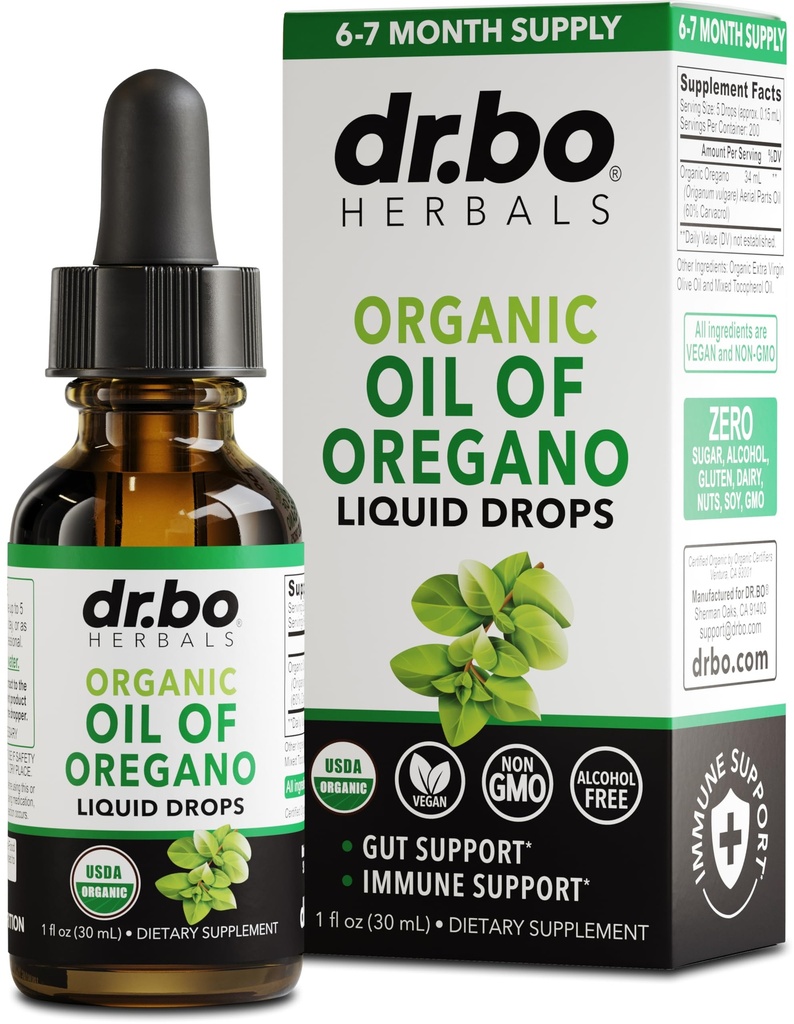 Oregano 기름 유기 액체 하락 - Oregano의 6 달 공급 유기 기름은 액체 Tincture 추출물, Cleanse, Detox, Immune 지원, 소화 Gut 건강 - 순수한 Vegan Non-GMO 초본 Tincture 1개 oz를 먹습니다