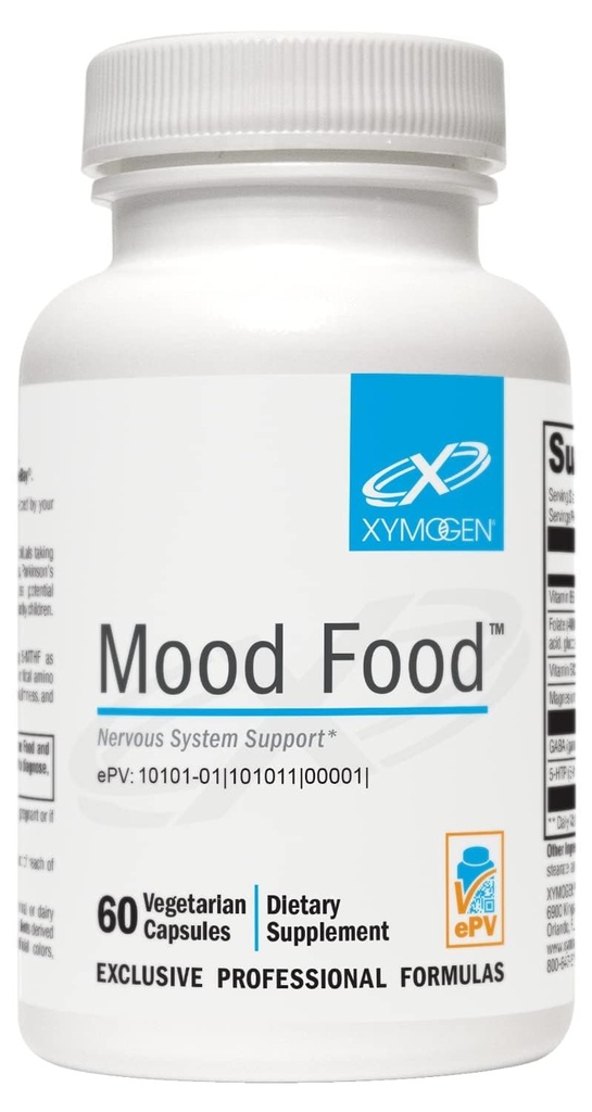 XYMOGEN 무드 식품 - 신경 시스템, 휴식 및 무드 지원 보충 - Folate, B12, 마그네슘 B6, 5-HTP 및 GABA 보충 - Vegan & Non-GMO (60 캡슐)