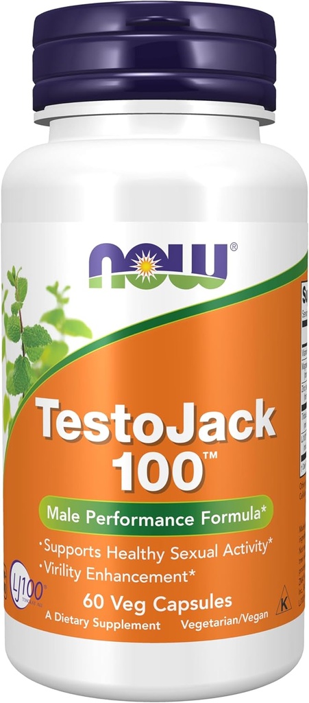 NOW Foods, TestoJackTM 100 with LJ100®, Tongkat Ali (Eurycoma Longifolia), Tribulus 및 ZMA®, 60 Veg 캡슐의 강력한 표준 추출