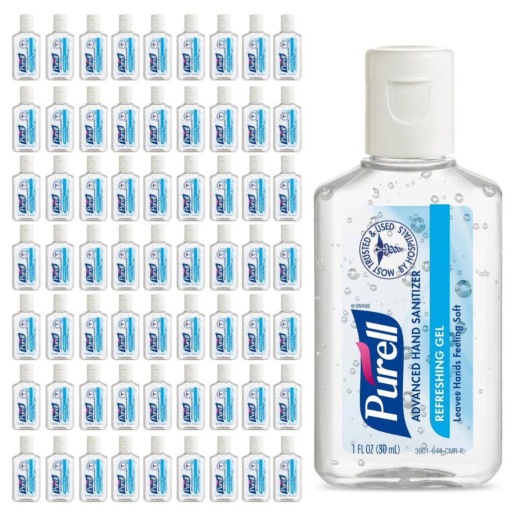 Purell 고급 손 소독제 새로 고침 젤, 깨끗한 냄새, 1 fl oz 여행 크기 플립 모자 병 (72)의 포장 - 3901-72-CMR