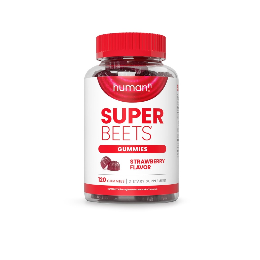 HumanN SuperBeets Strawberry Heart Gummies - Beetroot & 포도 씨앗 추출물, 120 조사