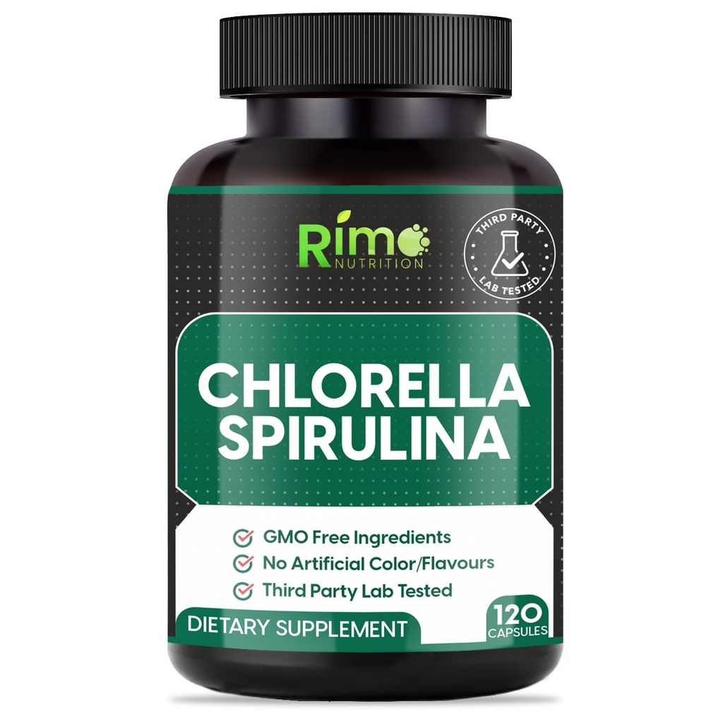 실험실은 Spirulina와 Chlorella 캡슐 1000 mg의 서빙 당 - 가장 순수한 비 Irradiated 파란 녹색 조류 - 제일 익지않는 Vegan 단백질 - 녹색 Superfood를 시험했습니다