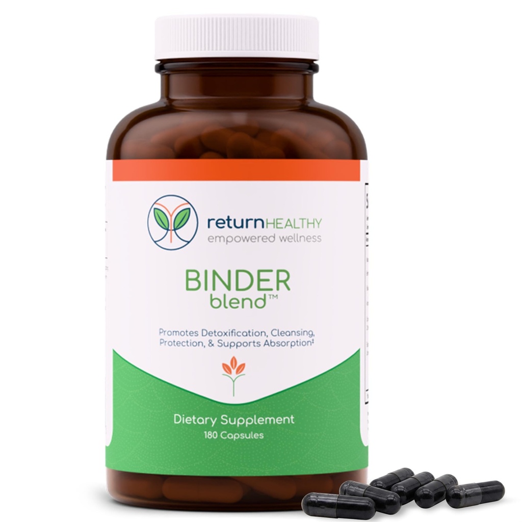 Binder Blend - Toxin Binder 보충교재, 건강한 Gut를 위한 Detox 캡슐 - 180의 캡슐 - 90의 서빙 - 960mg는 Charcoal & 480mg 유기 Chlorella를 활성화했습니다 - 구호 - Bentonite Clay