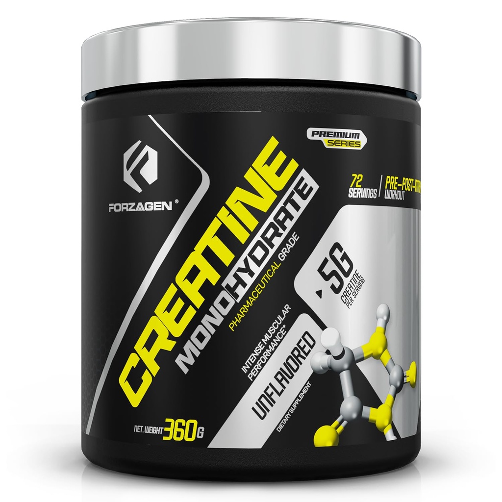Forzagen Creatine Monohydrate 분말 Unflavored, Men & Women, Creatina Monohidratada en Polvo, Creatina para Aumentar la Masa Muscular에 대 한 근육 이익을 위한 Micronized Creatine 분말 - 72 서빙