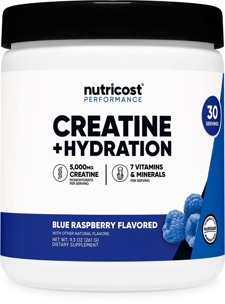 Nutricost Creatine Monohydrate + Hydration (Blue Raspberry) 30 Servings