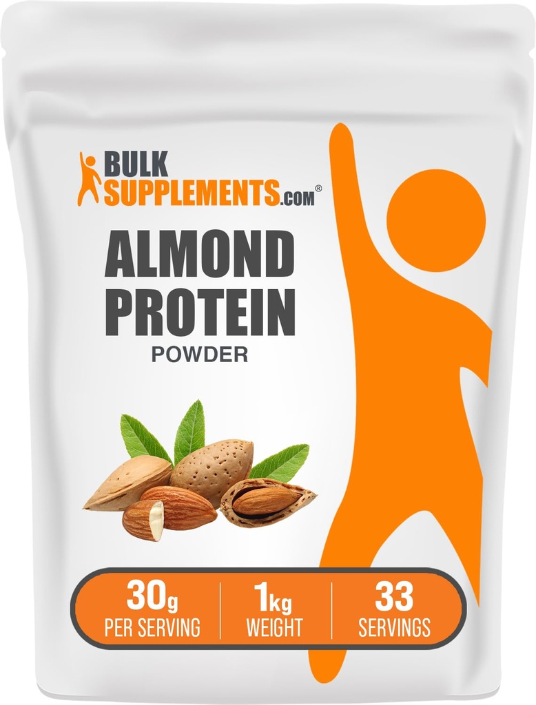 BulkSupplements.com 알몬드 단백질 분말 - 식물 기반 단백질, 알몬드 분말 - Vegan, 글루텐 무료, & 설탕 없음, 서빙 당 30g, 1kg (2.2 파운드) (팩 1)