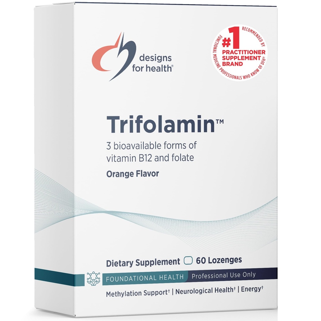 건강 Trifolamin B12 + Folate Lozenges - 3000mcg B12 (삼 모양) + MTHF Methylfolate 보충교재를 위한 디자인 - 맛있은 오렌지 풍미, 빠른 용해 정제 (60 Lozenges)