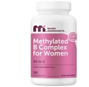 여성을 위한 마이크로 성분 메틸을 입힌 B 복합체, 240 채식 캡슐|Methylfolate, 메틸 B12, DIM & Inositol Complex를 가진 활성화된 B 비타민 | 14-in-1 Bioactive B 비타민 공식
