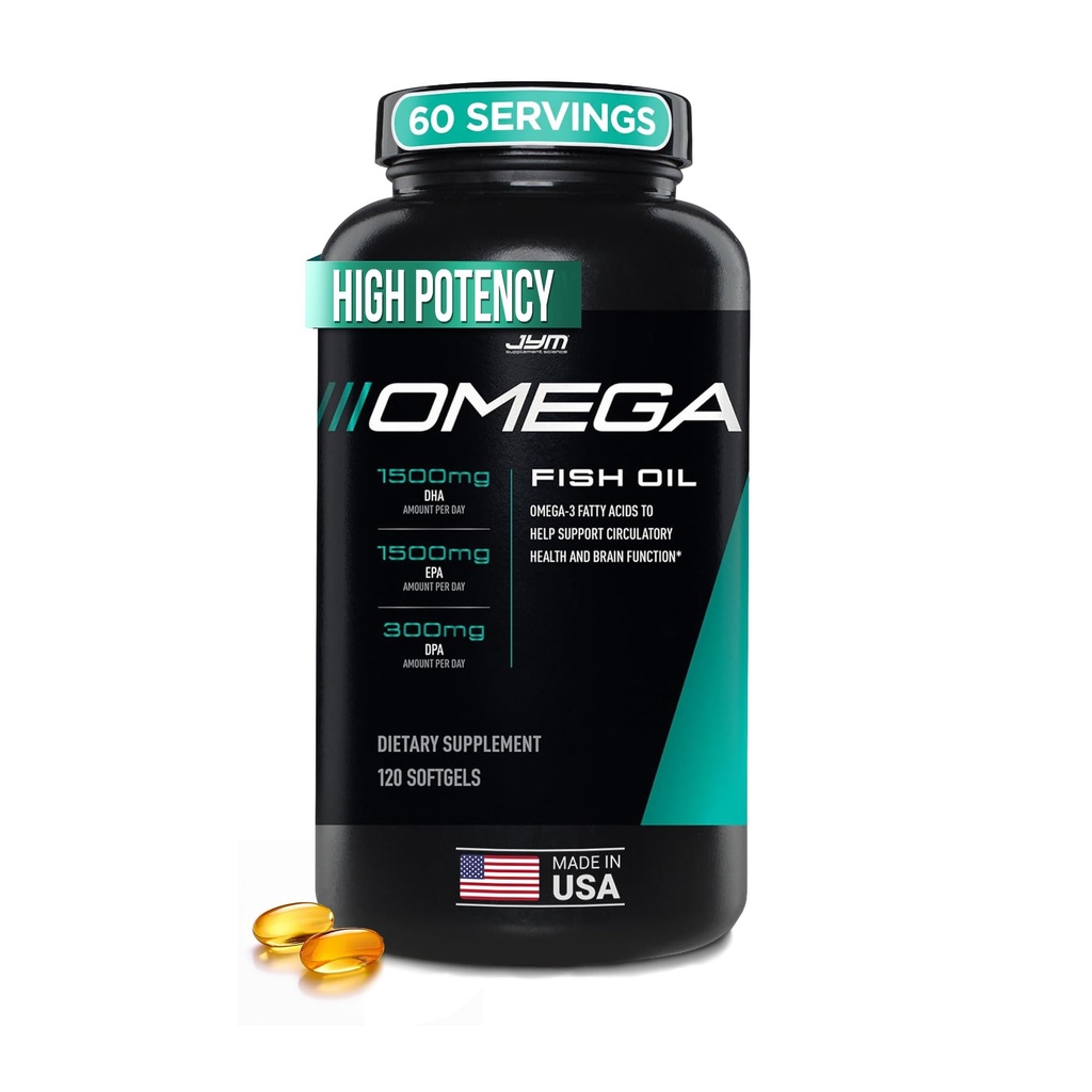JYM 보충교재 과학 오메가 JYM 물고기 기름 2800mg의 높은 Potency Omega 3, EPA, DHA, 뇌를 위한 DPA, 심장, & 합동 지원 120 연약한 젤