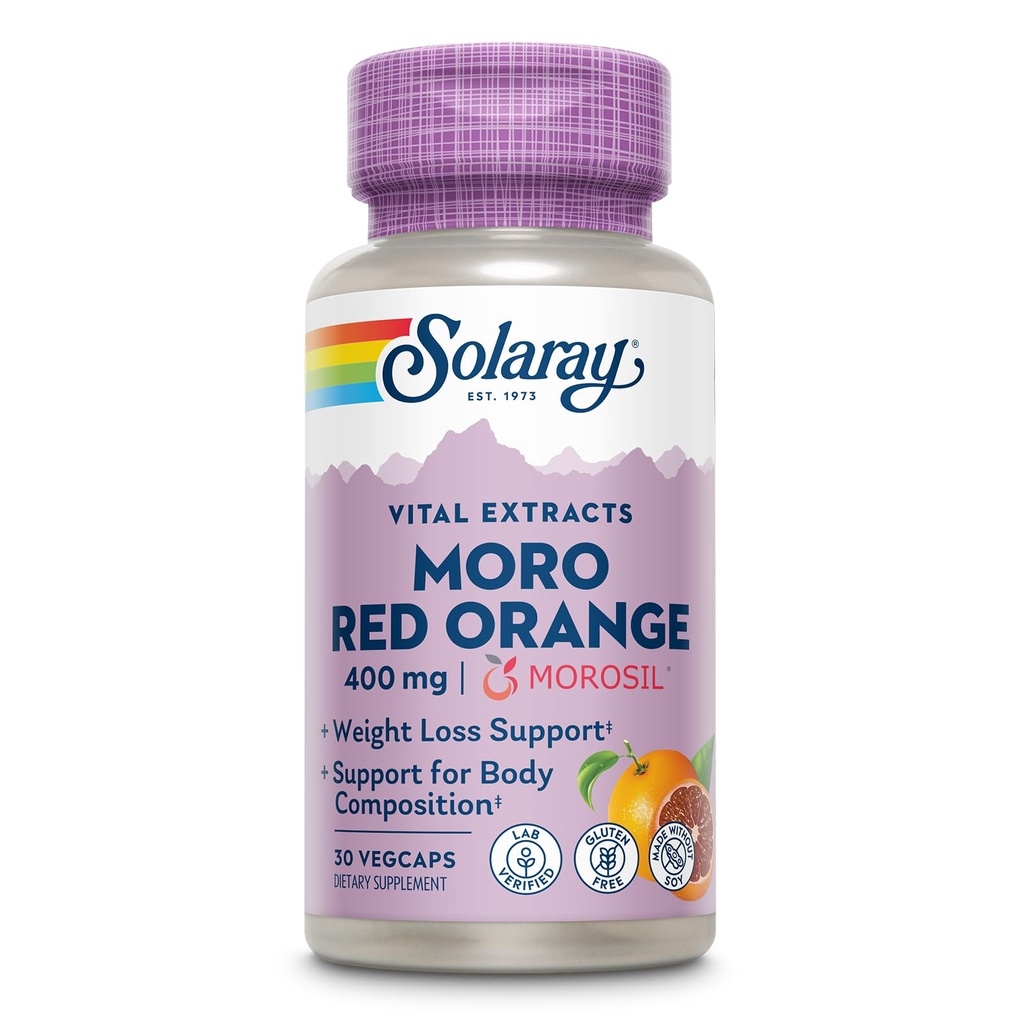 SOLARAY Moro Red Orange - 여성과 남성을위한 Morosil 체중 감량 보충 - 임상적으로 장식 된 혈액 오렌지 추출물 - 신체 구성, 체중 감소 지원, 글루텐 무료, 60 일 보증, 30 VegCaps