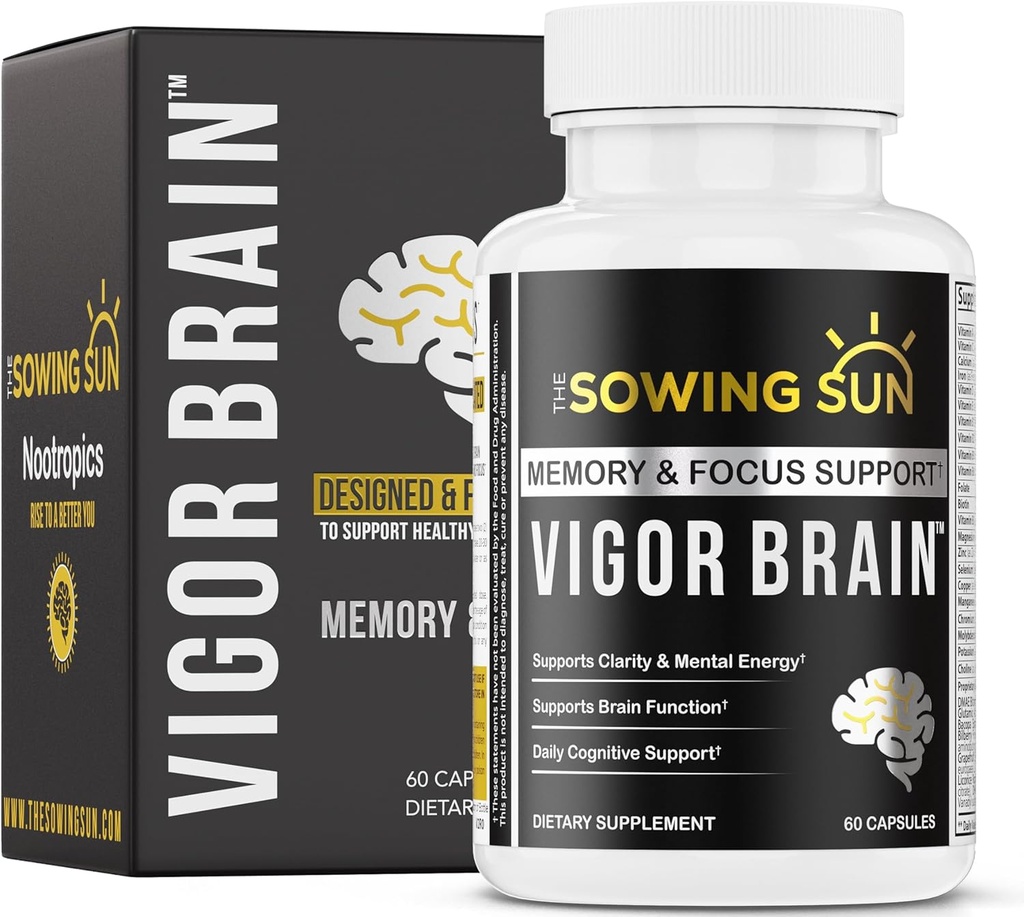 활기 두뇌 프리미엄 Nootropic 보충 – 농도, 두뇌 및 메모리 지원 – 40 독특한 Nootropic 재료로 공식화 : DMAE, Choline, Phosphatidylserine, Bacopa Monnier & Huperzine A (1)
