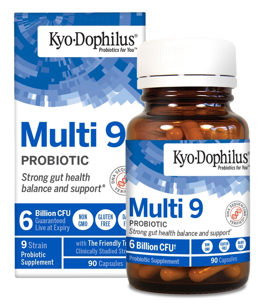 Kyolic Kyo-Dophilus 멀티 9 Probiotic, 강력한 Gut 건강 균형 및 지원 *, 90 캡슐