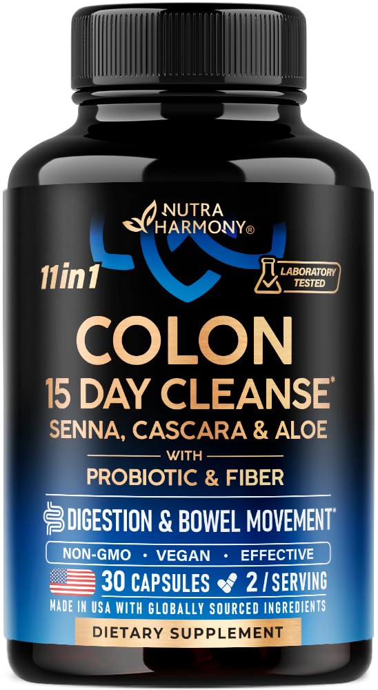 Colon Cleanse - 여성 및 남성을위한 15 일 Cleanse - Senna | Cascara | Garcinia Cambogia | Probiotics & Fiber - Digestion & Detox - Debloating & Bowel Movement - Natural & Vegan - 미국, 30 캡슐