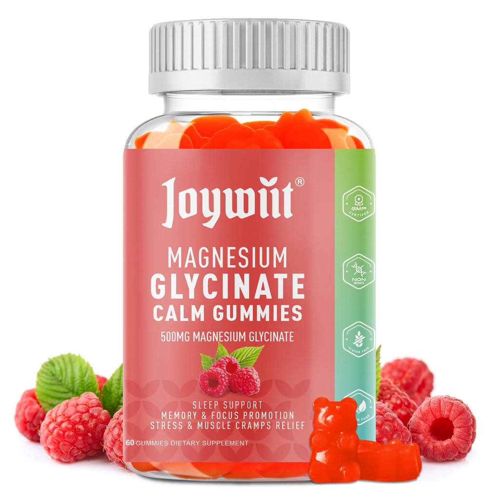 마그네슘 글리세린 Gummies 500mg 마그네슘 보충교재 Gummies, Threonate 200mg, 비타민 D, B6, B12, Calm 계류, 근육 기복, Nerve 건강, 뼈 지원 60 조사
