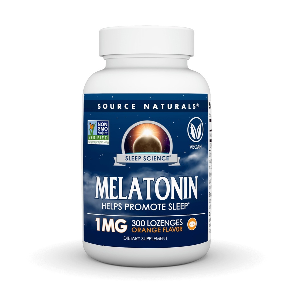 Source Naturals Sleep Science Melatonin, 수면 촉진 * - 1 mg - 300 오렌지 맛 Lozenges