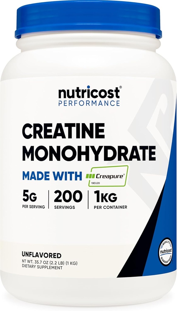 Nutricost Creapure® 크레아틴 Monohydrate 분말 1KG