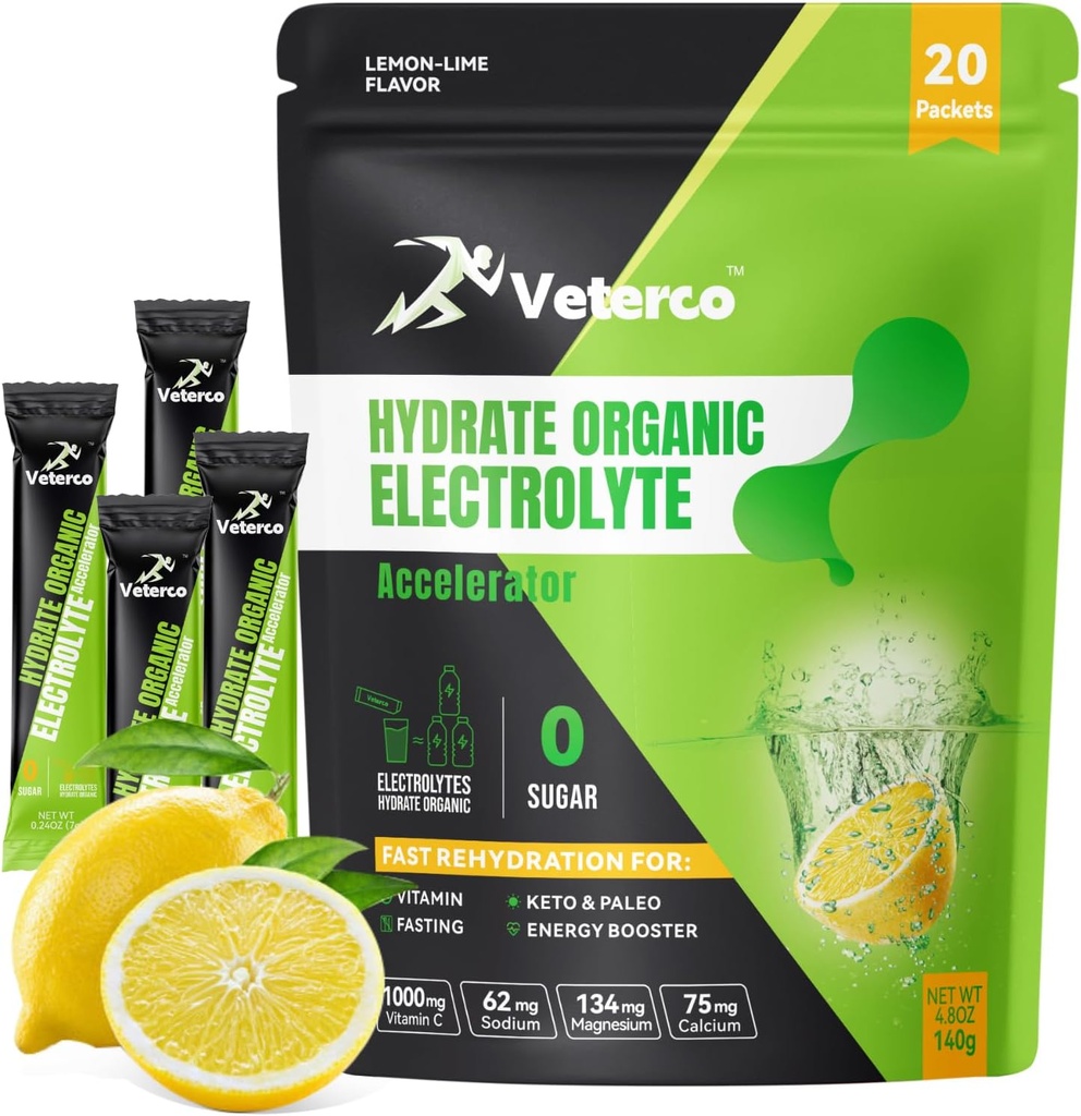 Hydration Electrolyte 분말, Electrolyte 음료, Hydration 보충교재 음료 혼합, 비타민 & 무기물, 친절한 Keto, Vegan, 비 GMO, 설탕, 레몬 풍미 (20 지팡이)를 가진 Hydration 소포