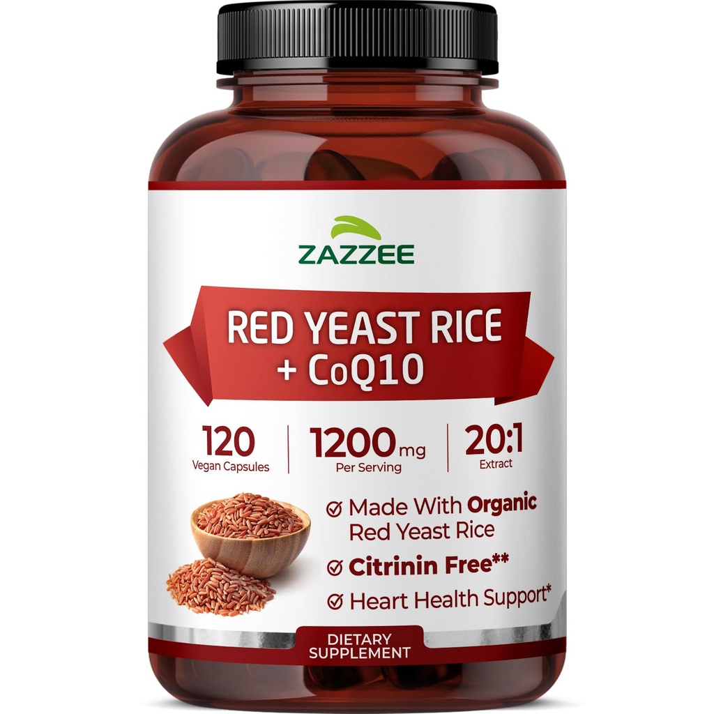 CoQ10를 가진 여분 힘 빨간 효모 밥 - 20X는 증가한 흡수를 위한 Niacin CoQ 10와 BioPerine를 가진 1200mg 빨간 효모 밥 보충 - 비 GMO Vegan & ISO 실험실 시험했습니다 (75의 서빙)