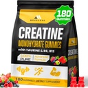 (180 카운트) 남성 및 여성을위한 크레아틴 Monohydrate Gummies - 근육 빌더, 근육 강도, 회복, 내구시간, 에너지, 여성을위한 크레아틴 사전 운동 Gummies & 남성, 채식주의자, 혼합 Berry