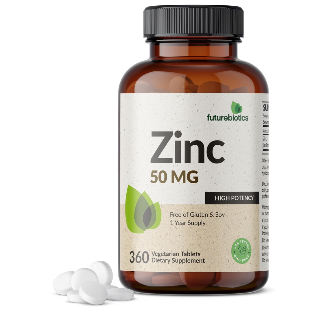 Futurebiotics 아연 50 MG 높은 효능, 1 년 공급 - Non-GMO 360 채식 태블릿