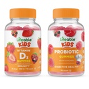 Lifeable Probiotic 2 억 CFU 키즈 + 비타민 D 어린이, Gummies 번들 - 훌륭한 타스팅, 비타민 보충, 글루텐 무료, GMO 무료, Chewable Gummy