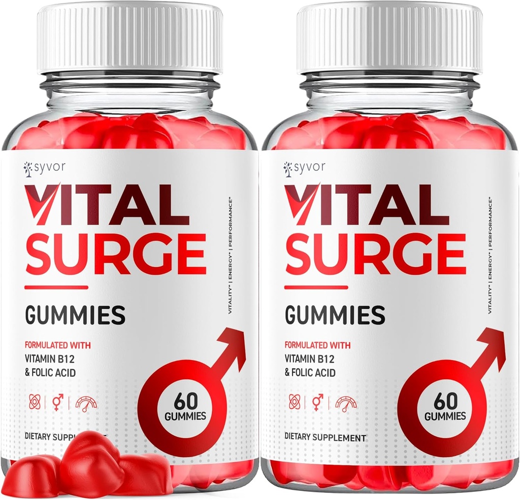 (2 팩) Vital Surge Gummies, 공식 Vital Surge 최대 힘 1000MG 고급 보충교재 Gummies, VitalSurge Mens Detox 보충교재, 자연 성분 (120 Gummies)를 가진 Vitasurge Gomitas Chews