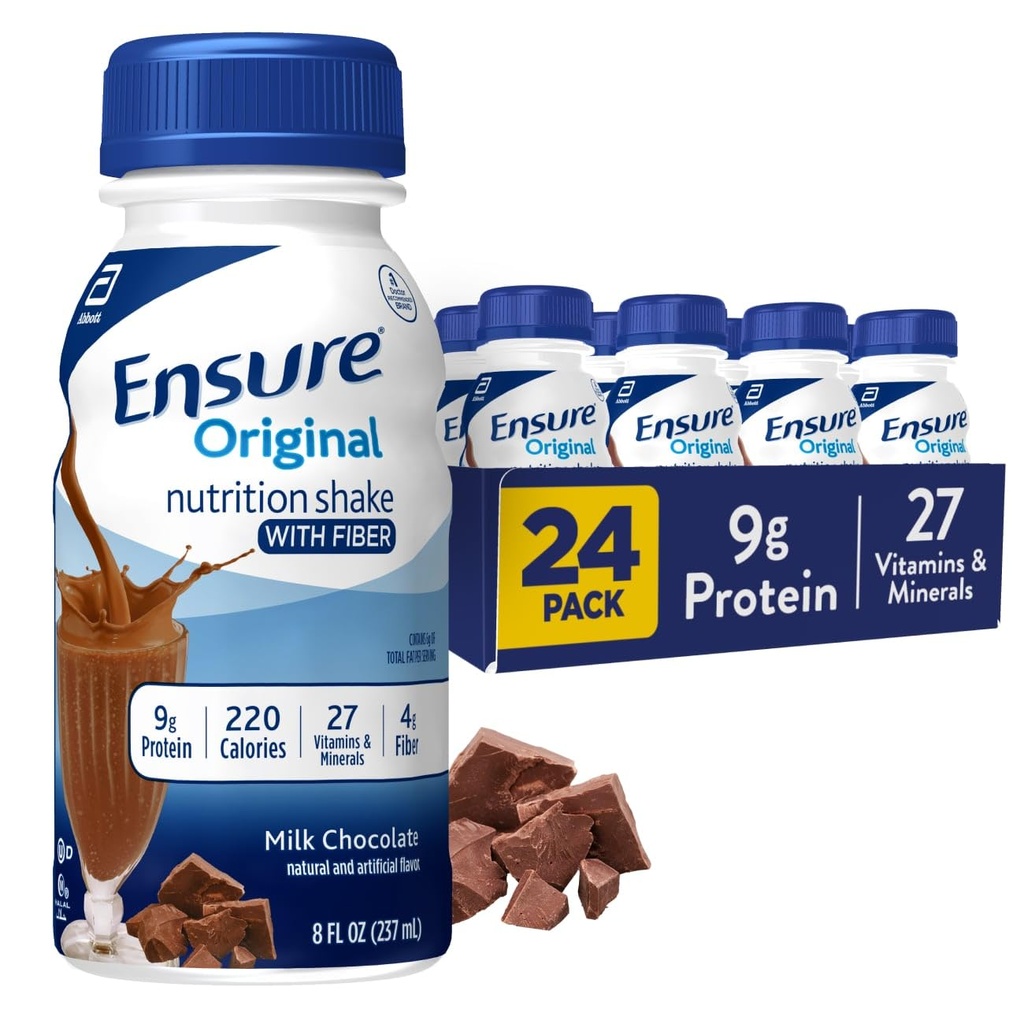 섬유를 가진 본래 우유 초콜렛 영양 Shake를 지킵니다 | 작은 식사 보충 Shake | 음료 준비 | 9g Protein, 27 Vitamins and Minerals | 8 fl oz - 24 Pack