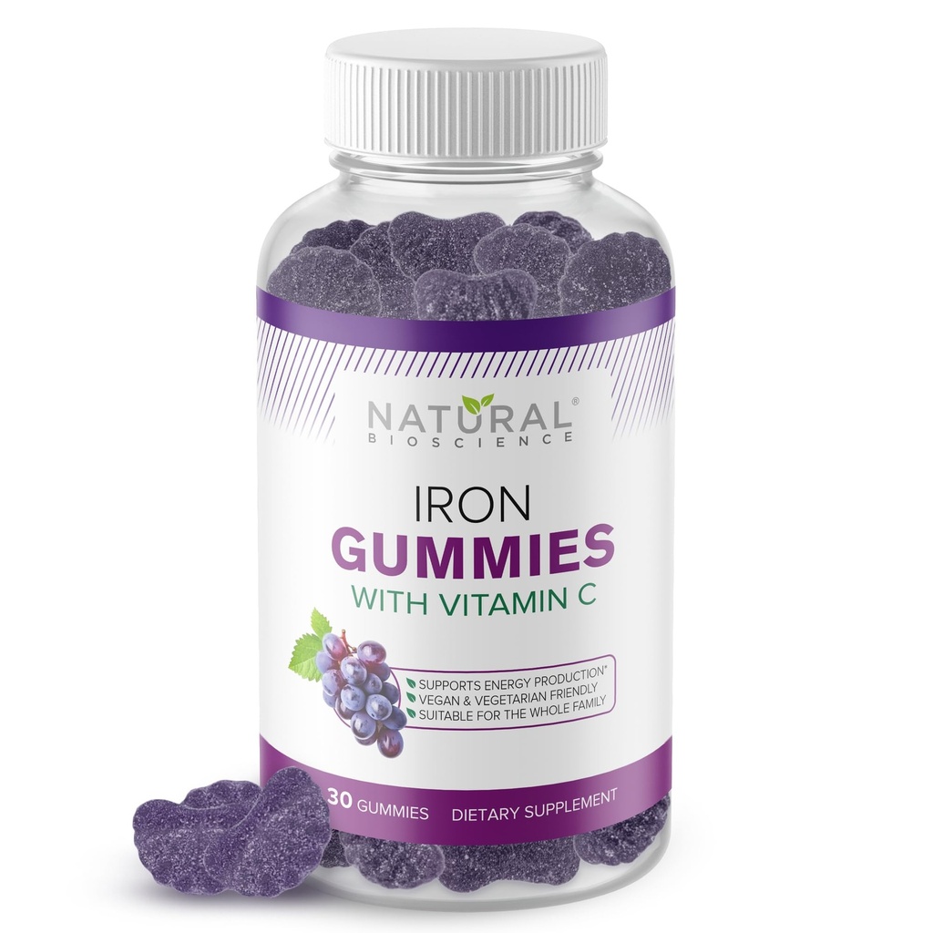 성인 & 아이를 위한 비타민 C를 가진 철 Gummies - 철 결핍 빈혈, 빨간 혈액 세포 지원, 에너지, 면역 기능, 뇌 건강, 최대 흡수, 포도 풍미, Vegan를 위한 Chewable 철 보충교재
