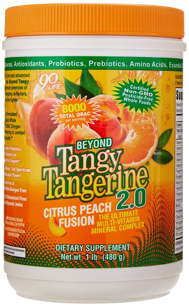 Tangy Tangerine 2.0 Citrus Peach Fusion Multi-Vitamin & Mineral Complex에 대한 영감 - 자연 및 전체 식품으로 제작 | 8,000 ORAC (3 Canisters)