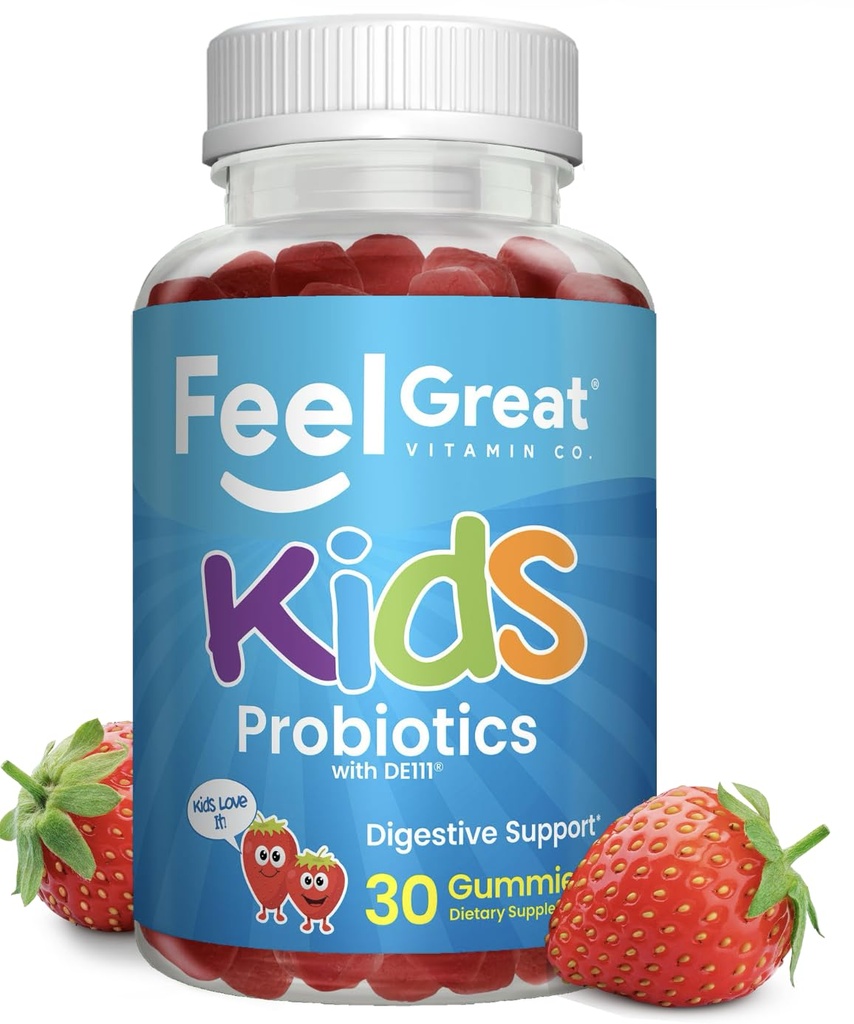 훌륭한 USDA 유기농 키즈 프로 바이오 틱스 구미 | 소화 건강 및 면역 지원을위한 Chewable Strawberry Probiotics | 식물 기반 Probiotic & Prebiotic for Kids | 30 개