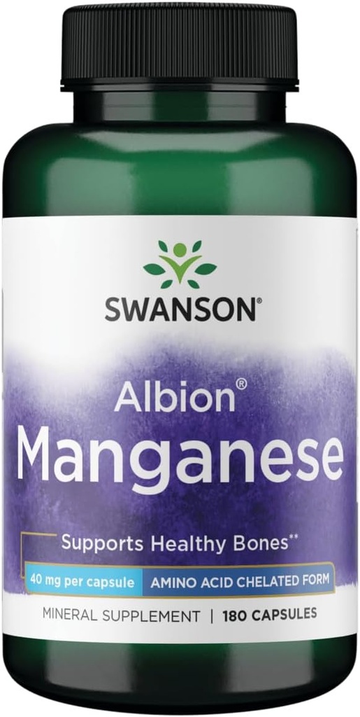 Swanson Albion Chelated 망간 글리세라이드 40 밀리그램 180 캡슐