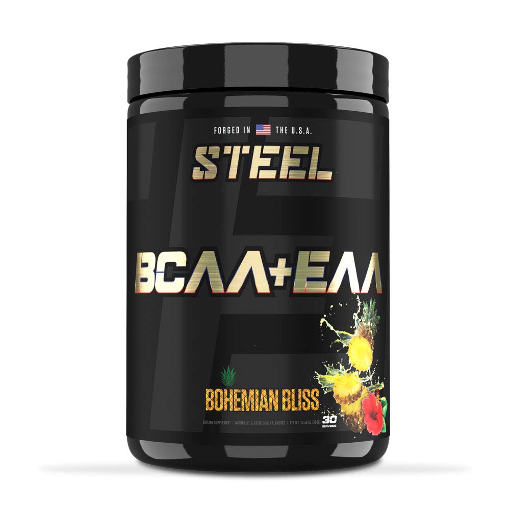 강철 보조 식품 | 고성능 BCAA EAA 분말 | Lean 근육 성장 및 운동 내구시간을 승진시킵니다 | 2 : 1 근육 패스너 30 서빙을 복구하는 비율. (Bohemian Bliss)
