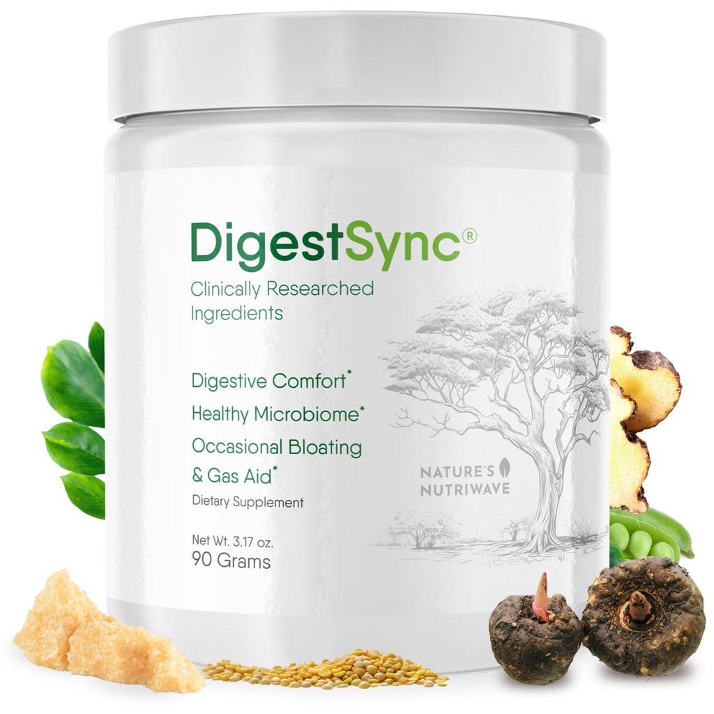 DigestSync 소화 보충교재 Gut 건강 - 소화 지원을 위한 자연적인 분말, 여자 & 남자, 100% 자연적인 녹색 분말을 위한 완화 - 1 달 공급