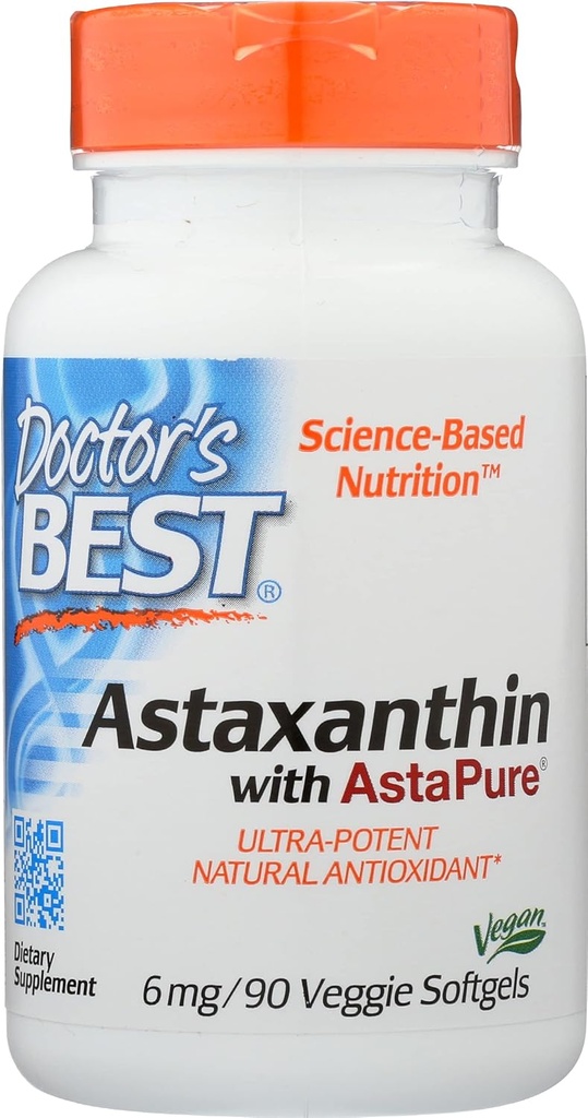 AstaPure 6 MG, Non-GMO, Vegan, 90 Softgel (패치 1)와 의사 최고의 Astaxanthin