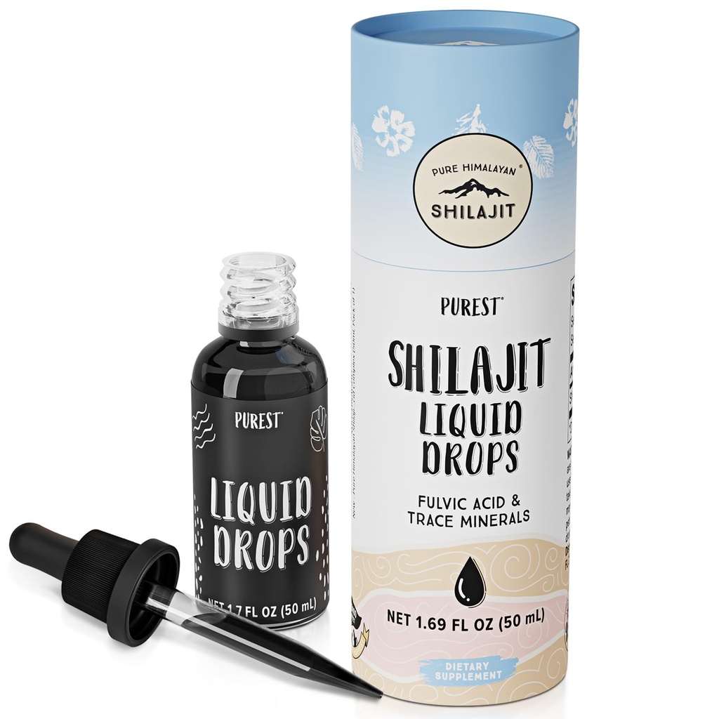 Pure Himalayan Shilajit ® 액체 드롭 - Shilajit의 가장 순수한 형태, Immune 지원, 에너지 부스트, 노화 방지를위한 99.9% 흡수 - 자연 추적 미네랄 및 Fulvic 산 (50ml)